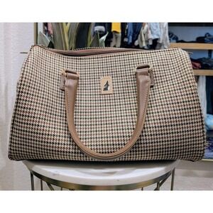 London Fog Wembley Carry-on Travel Tote Bag Houndstooth Satchel